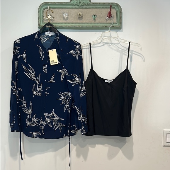 Of / Mercer New York Blue Long Sleeve Button Down Blouse & tank bundle XL new - Picture 1 of 8